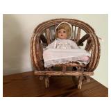 Willow youth chair, antique baby doll
