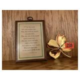 Irish poem wall plaque, Good Luck 4 leaf clover