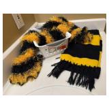 Storage bin, black & gold scarves (2)