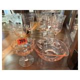 Mixed lot of pink depression glassware, candy
