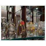 Bohemian, crystal, gold bell collection (5)