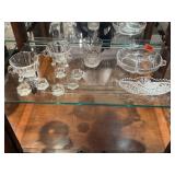 Mixed lot of glassware, salters, divided dish