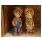 Studio ceramics boy & girl statue