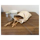 Clothespin bag, Ball canning jar, small pail