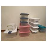Assorted empty storage containers (14)