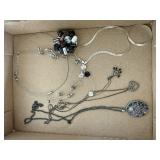 Assorted beaded, costume jewelry necklaces,