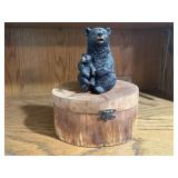 Wooden trinket box, bear collectible