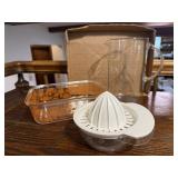 Glass dish, pitcher, Pampered Chef juicer
