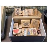 Box of craft stamps, rollers