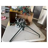 Christmas tree stand, strings of lights