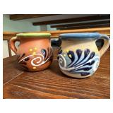 Hand painted pottery cups (2)