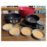 Spring form cake pan, galvanized coasters, pans,