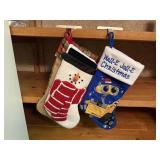 Christmas stockings (3), stocking hangers (2)