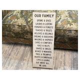 Our Family rules sign;