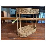 Wicker tier storage shelf