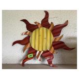 Corrugated metal sunburst yard decor