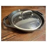 Lodge cast iron skillet, Pampered Chef glass lid