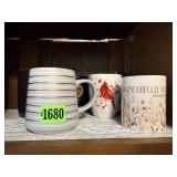 Shelf of coffee cups