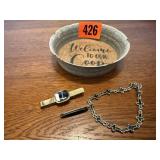 Cross bracelet, 12KT. G.F. tie clip