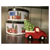 Christmas Tree farm cookie tins (2), salt &