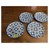 Blue stoneware snack plates (4)