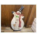 Rustic snowman yard decoration