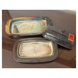 Silver tray, butter dish