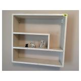 White wall shelf, animal bric brac included