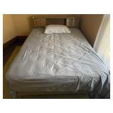 Bookcase headboard, bed frame, mattress, springs,