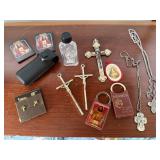 Religious jewelry, pendants, earrings, Holy water