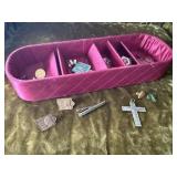 Lapel pins, tie clip, pendants, drawer organizer