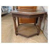 Glass inlay hexagon side table