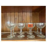 Clear wine glasses (8), tea light candles
