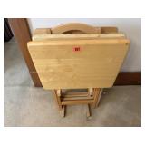 Natural pine TV trays, set of 3 with stand