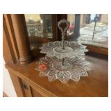 Tiered glass serving tray