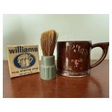 Pottery shave mug, brush, shaving soap