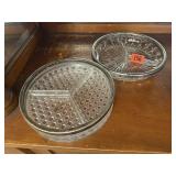 Silver trimmed divided relish dishes (2)