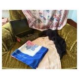 Metal lock box, silk, fashion scarves