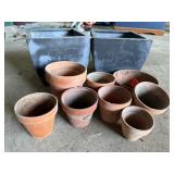 Clay flower pots, square planters