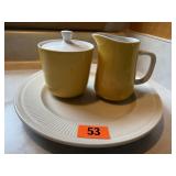 Mikasa Pastelle cream & sugar set, Syracuse plate