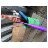 Bucket of fun, American flag, toy bat, water