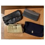 Tote of vintage handbags, clutches