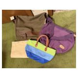 Messenger bag, assorted canvas bags & purse
