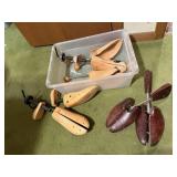 Tote of wooden shoe stretchers