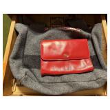 Tote bag, vintage red clutch