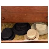 Mixed lot of hats, brimmed hats, cowboy hat