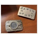 Silver belt buckles (2)