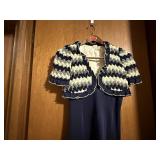 Navy tank dress, knit jacket