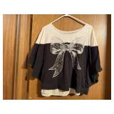 Justice shimmery skirt, bow blouse