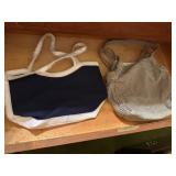 Navy, striped tote bags (2)